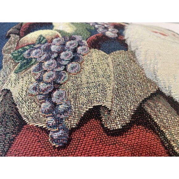 Vintage Large Old World Santa Tapestry Pillow 23x23 in. Father Christmas Fruit - Picture 4 of 7